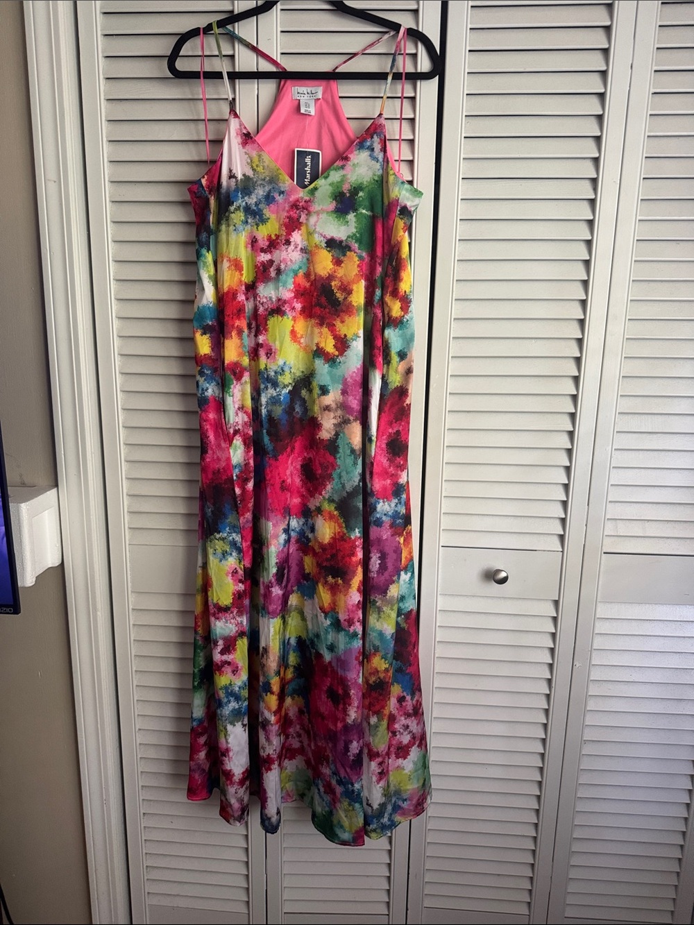 Nicole Miller Multicolor Floral Maxi Dress with Pink Accents